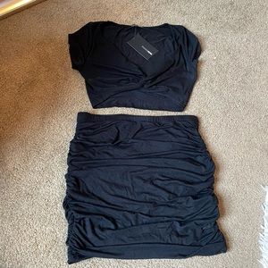 Fashion Nova ‘in a ruche skirt set” large !